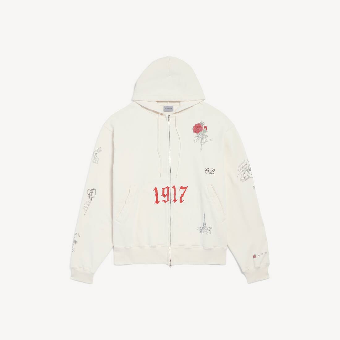 Sudadera con capucha oversize para hombre en crema
