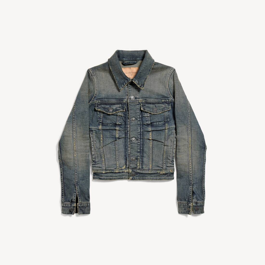 Chaqueta de mezclilla con volantes para mujer en azul