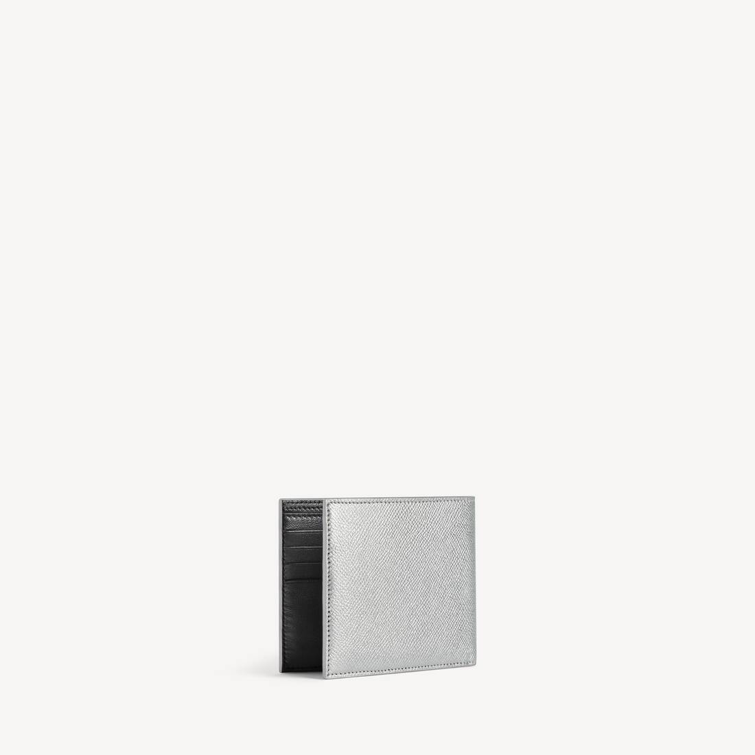 Cartera de Pasaporte Cuadrada Plegable para Hombre en Plata