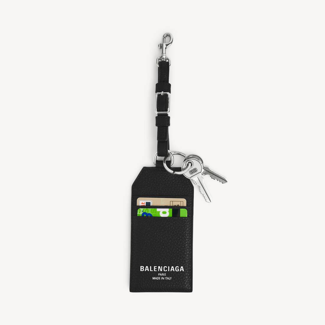 Llavero con Porta Tarjetas para Hombre en Negro