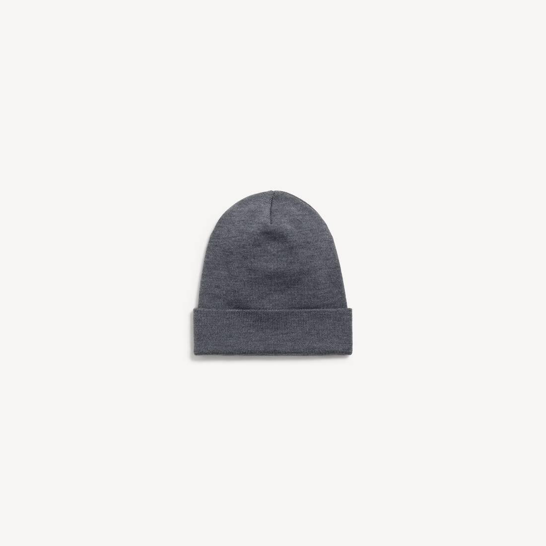 Gorro de lana gris con parche para hombre