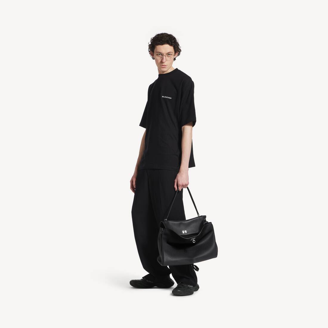 Camiseta de hombre con logo, ajuste medio, negro
