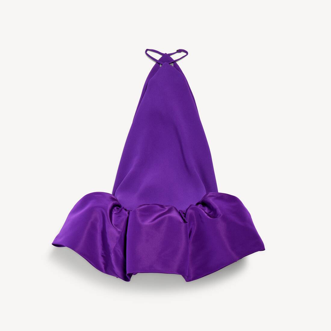 Vestido mini de tipo halter con volantes para mujer en púrpura