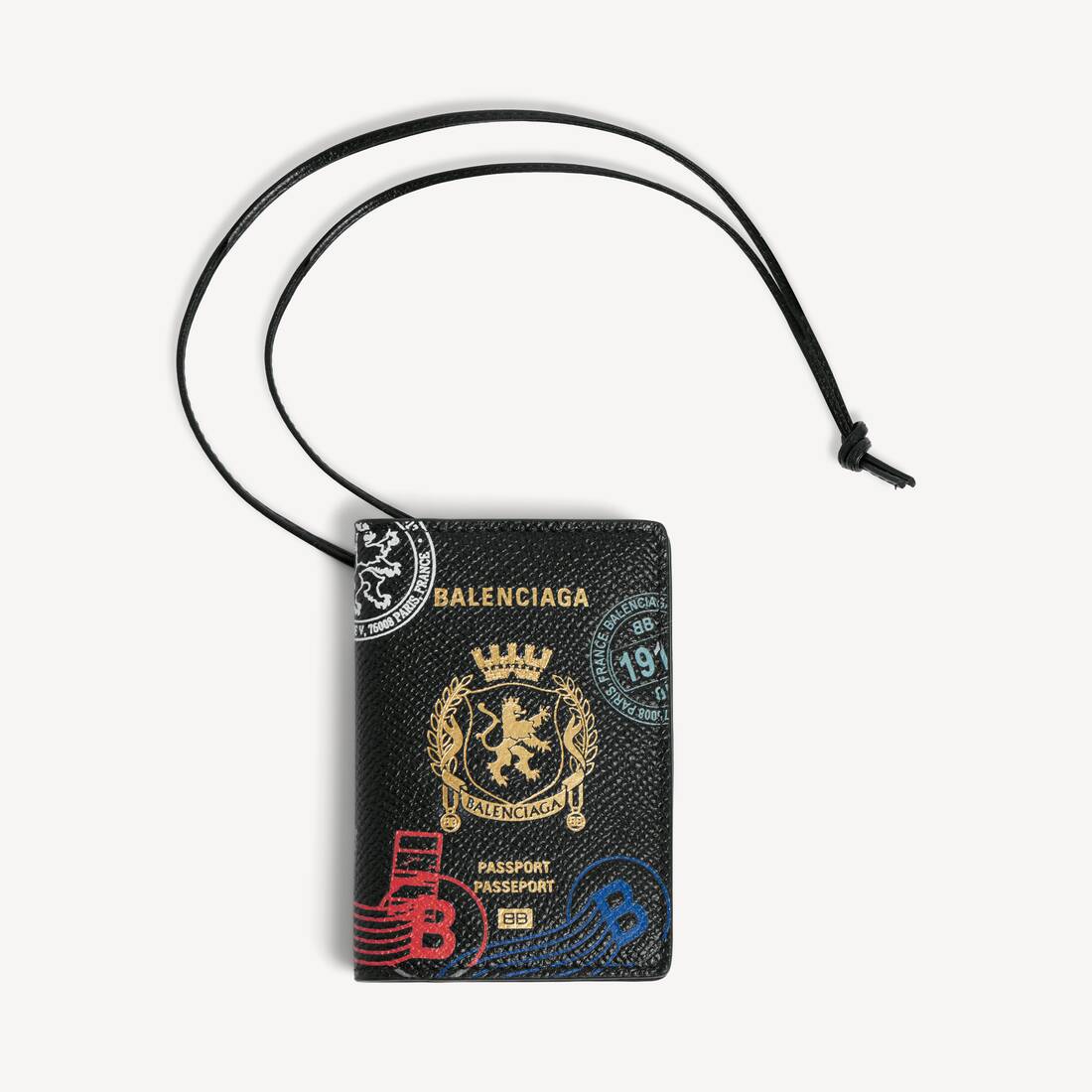 Colgante para titular de pasaporte para hombre en negro/multicolor