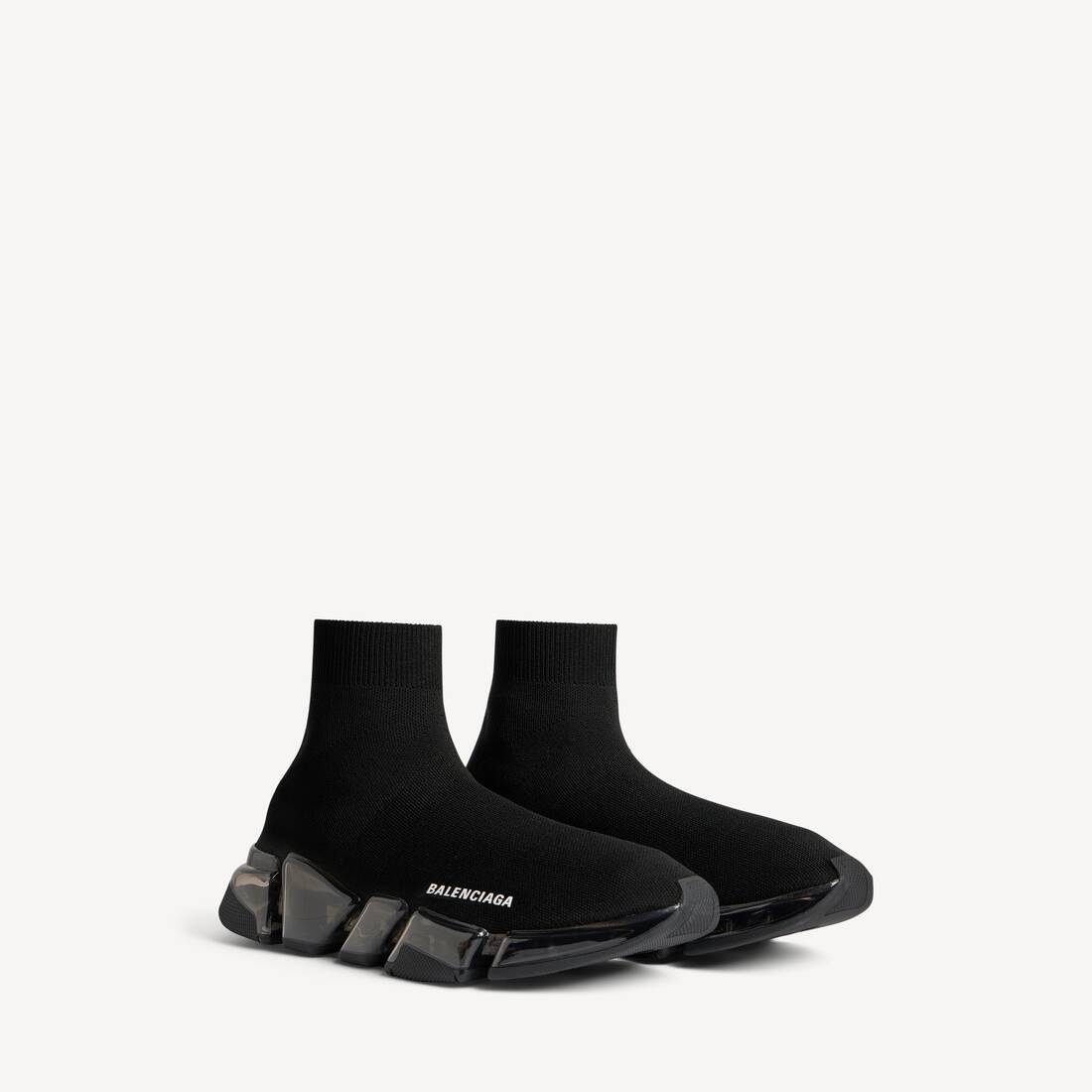 Zapatilla de punto reciclado con suela completa transparente Speed 2.0 para mujer en negro
