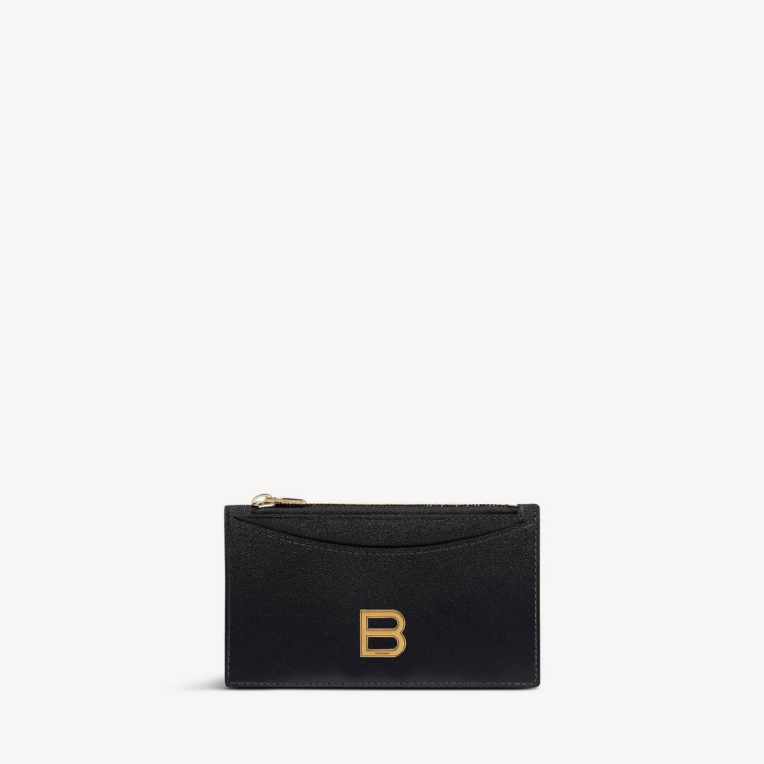 Billetera de monedas y tarjetas para mujer con forma de reloj de arena en negro