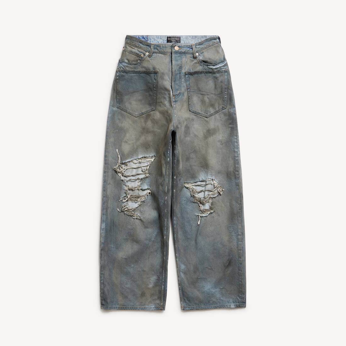 Pantalones vaqueros holgados con bolsillos parcheados en azul