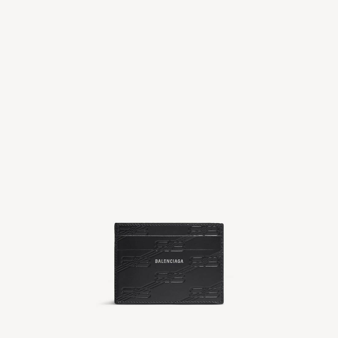 Caja de tarjetas con monograma estampado para hombre en negro