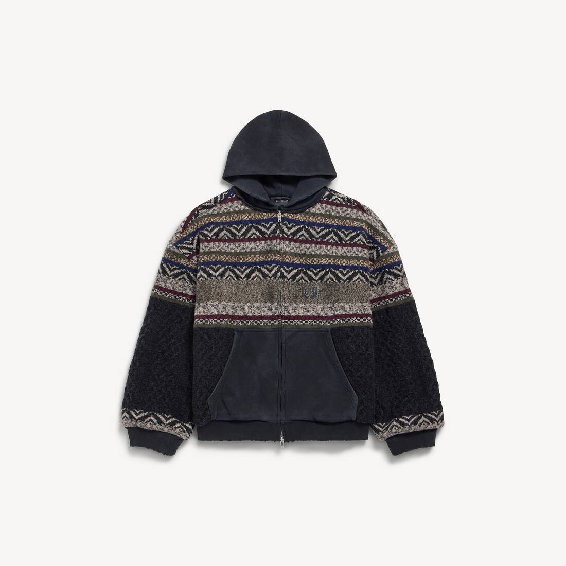 Sweater de cierre con cremallera para hombre en negro desgastado