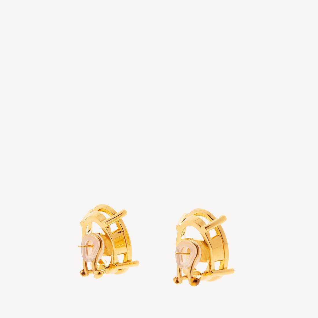 Auriculares ovales con marco para mujer en dorado brillante