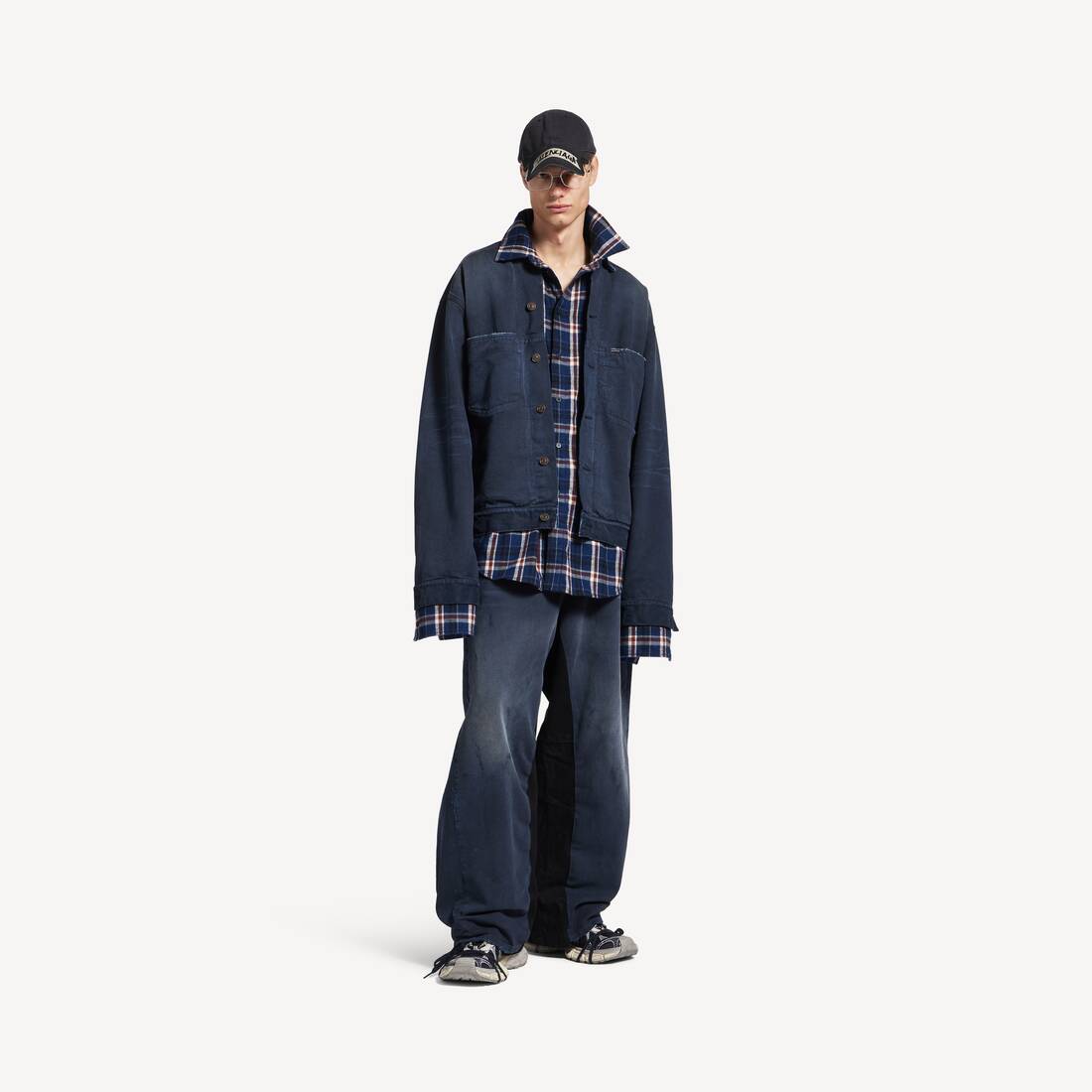 Chaqueta de camisa para hombre con parches en azul marino/azul oscuro sucio