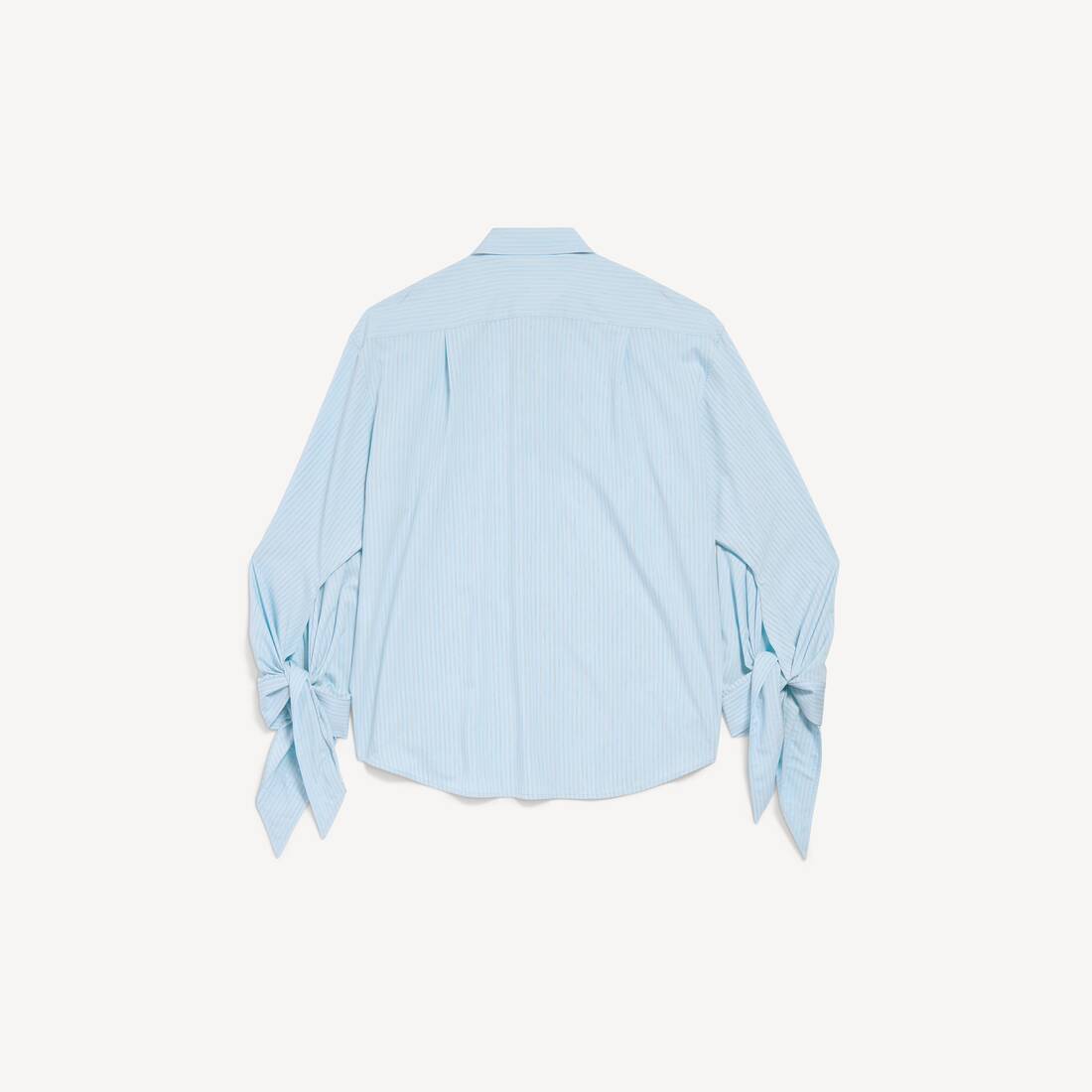 Blusa para mujer con puños anudados en azul/blanco