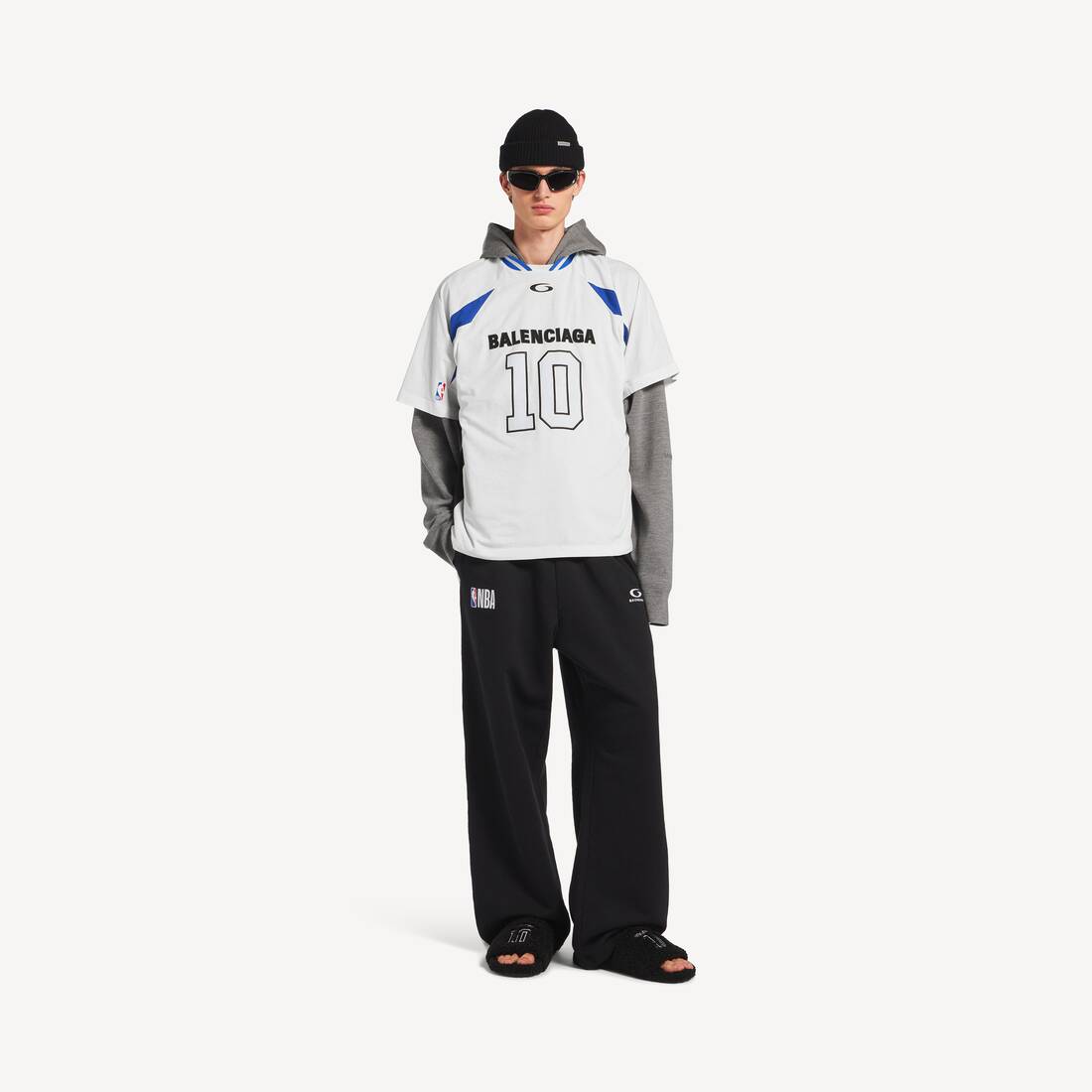 Hombre Balenciaga | Camiseta Oversized de Colaboración con la NBA en Blanco/multicolor