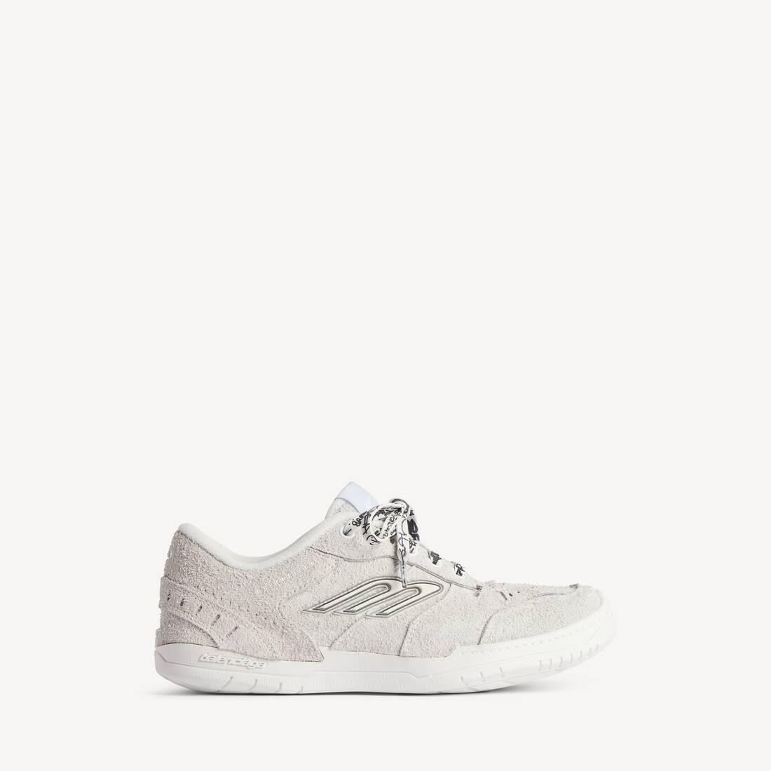 Zapatilla de Piel de Ternera Suede para Hombre en Blanco Oficina/Negro