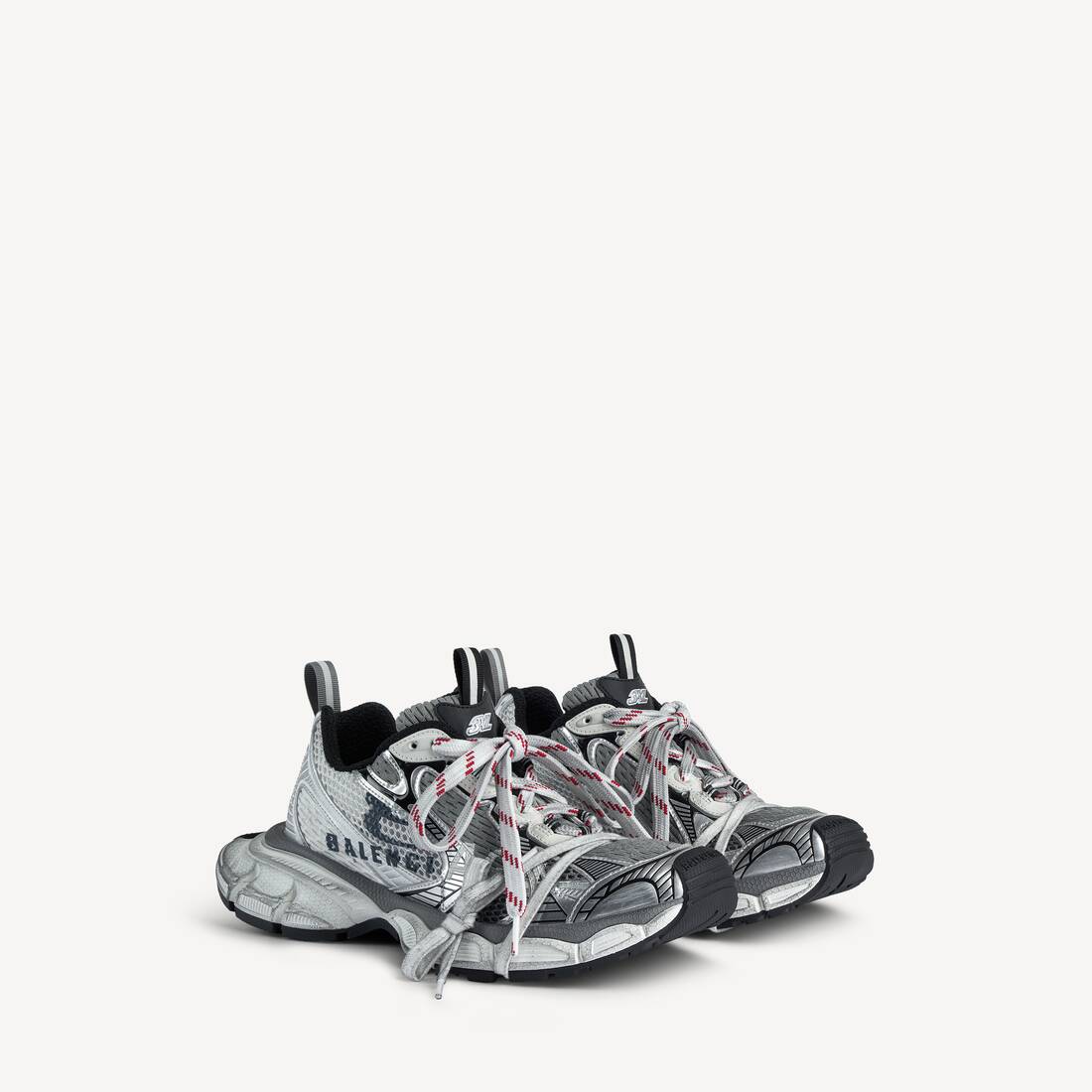 Zapatilla de hombre 3xl con logotipo dividido en blanco/navy/gris