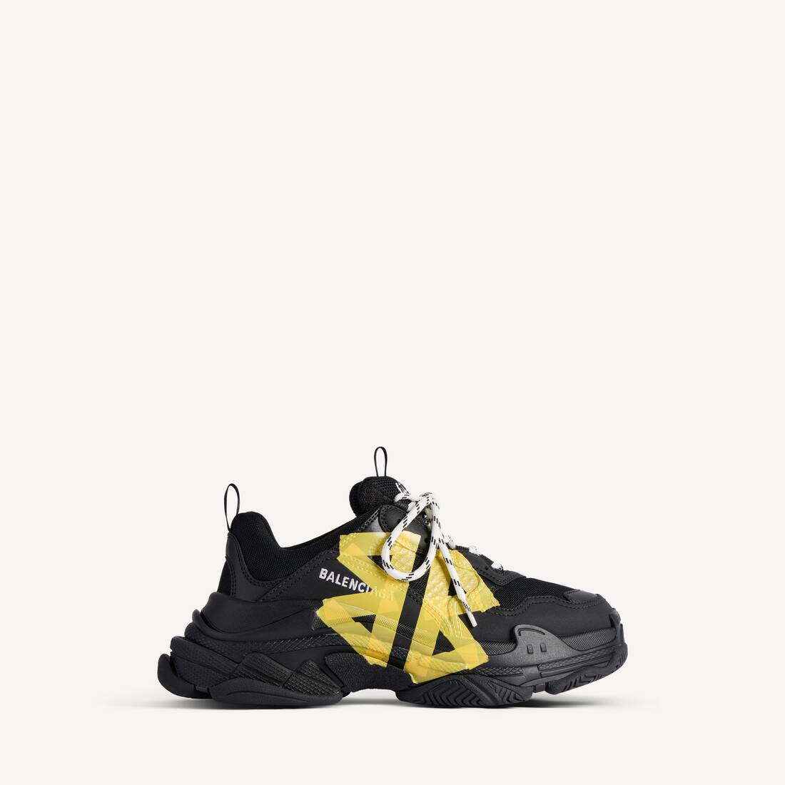 Zapatilla Triple S Tipo Cinta para Mujer en Negro/Amarillo