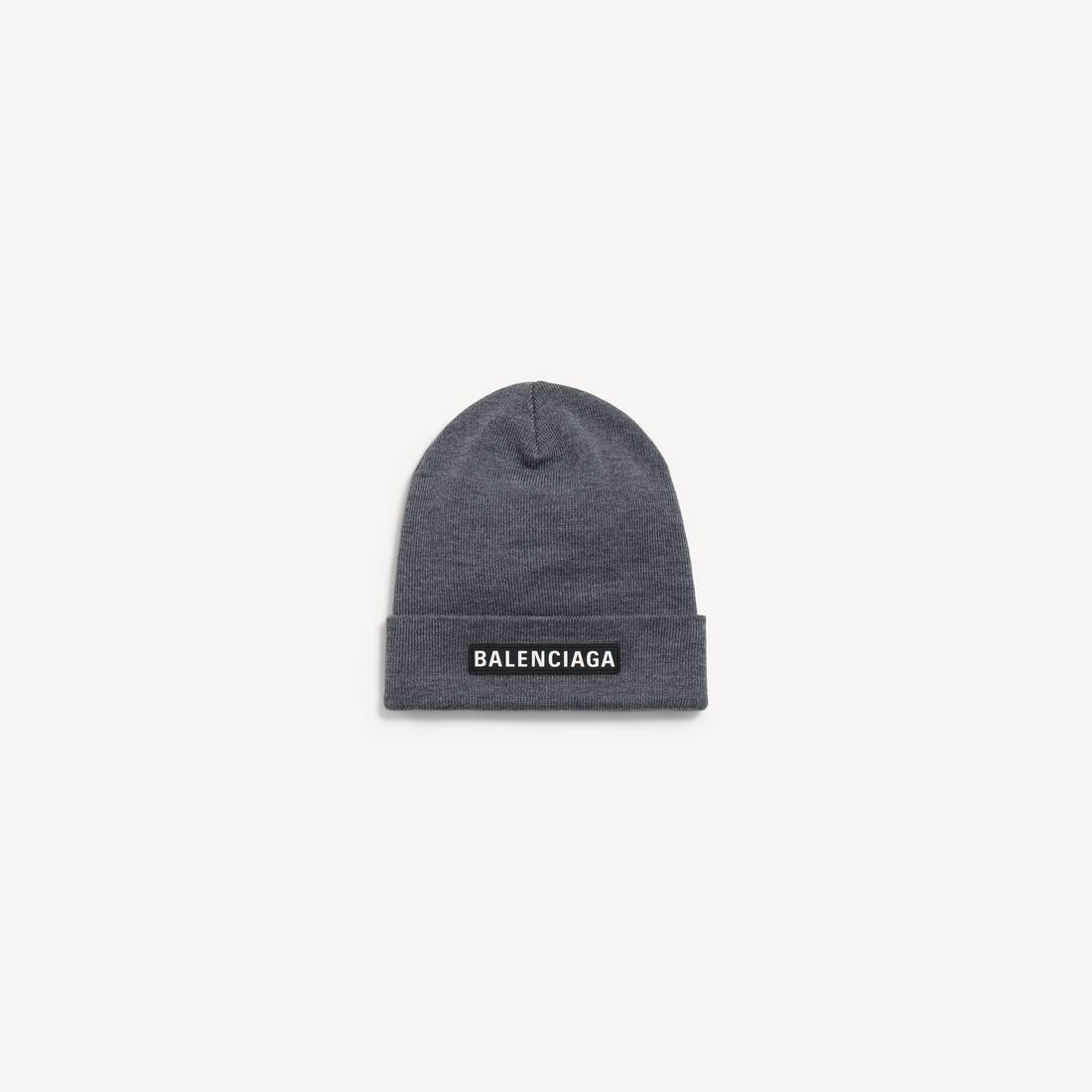 Gorro de lana gris con parche para hombre