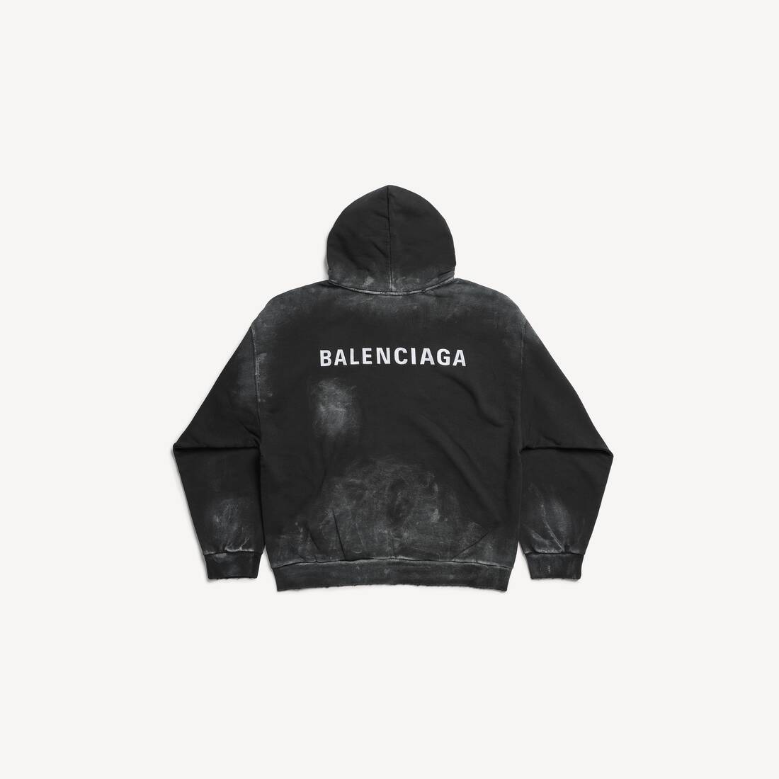 Hoodie trasero de Balenciaga para hombre, talla media, negro y blanco desgastado