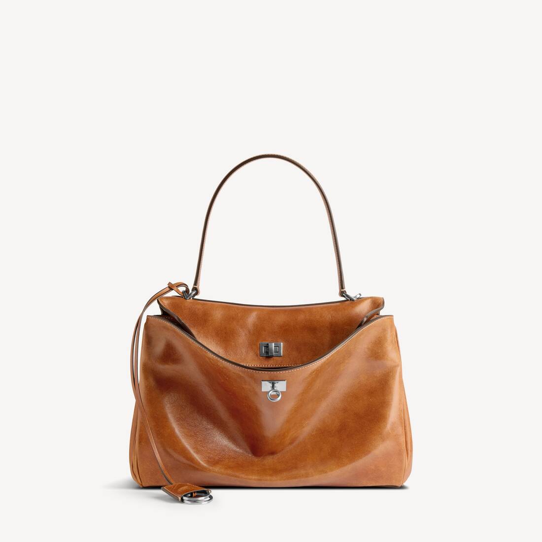 Bolso de Rodeo para Mujer Mediano en Tonos Cafés de Cuero de Cordero Vegetal