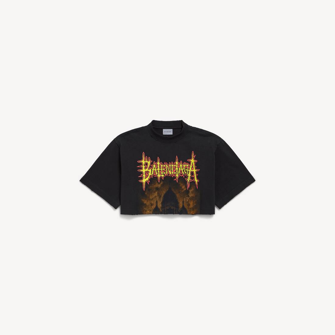 Camiseta corta Balenciaga Sacré Cœur para mujer en negro