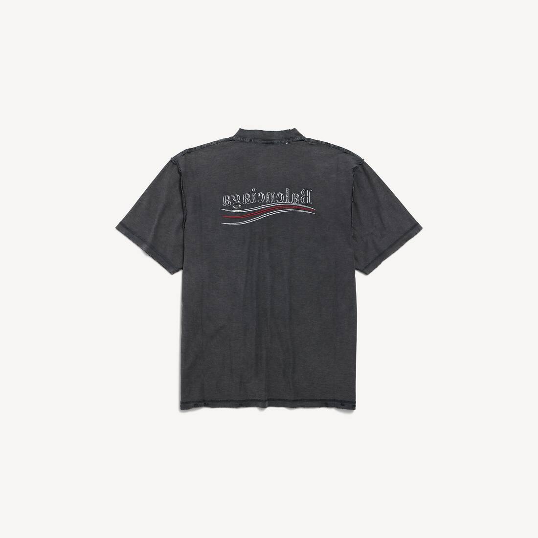Camiseta Inside-Out de Campaña Política Talla Grande en Negro Desgastado