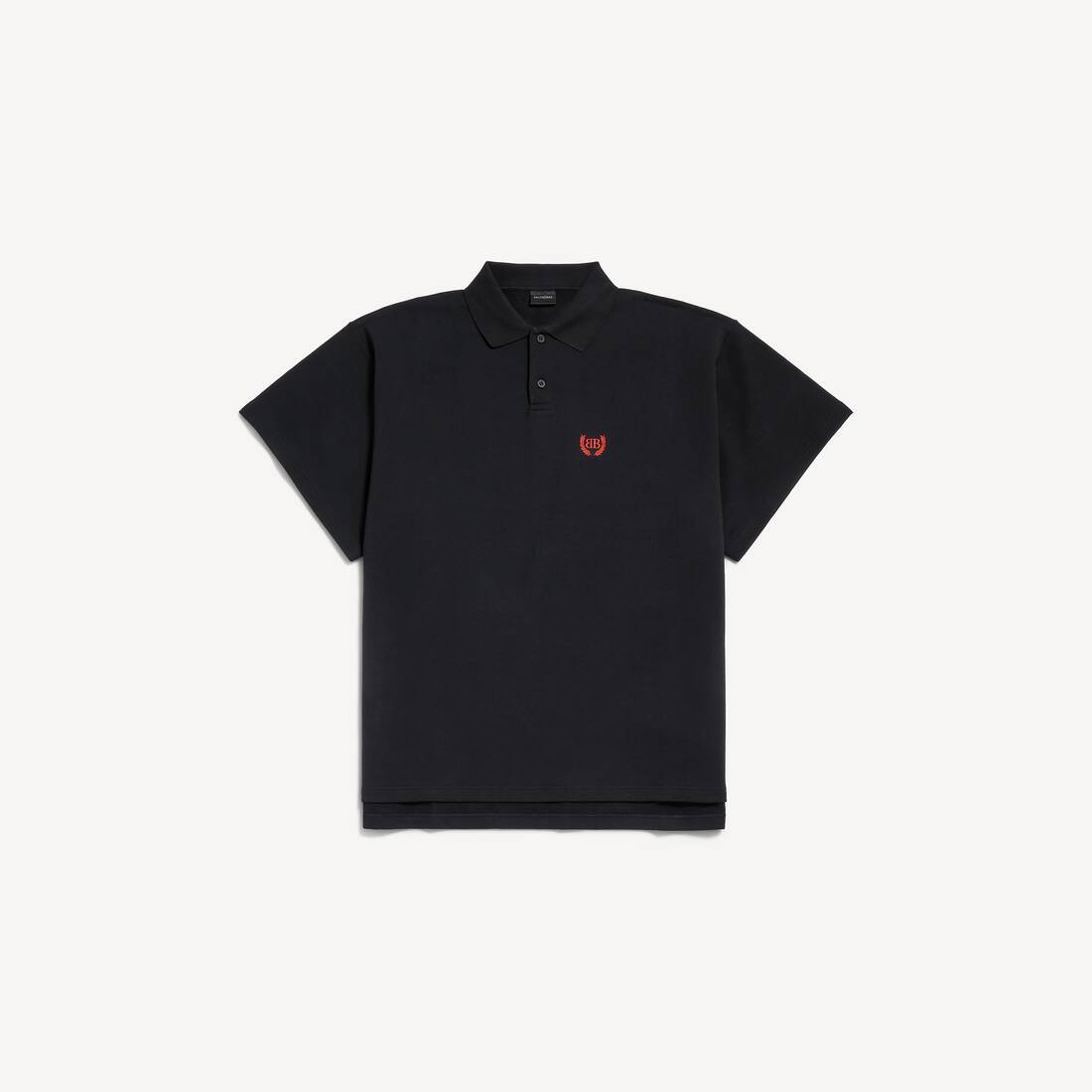 Polo Oversized de Manga Corta Clásico de Laurel para Hombre en Negro