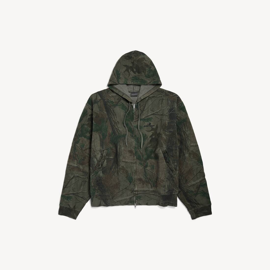 Sudadera con capucha tipo oversize de diamante B para hombre en verde bosque