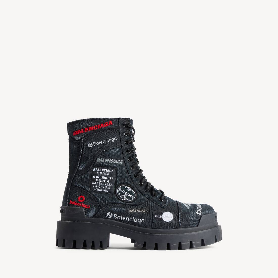 Bota de combate para hombre en negro