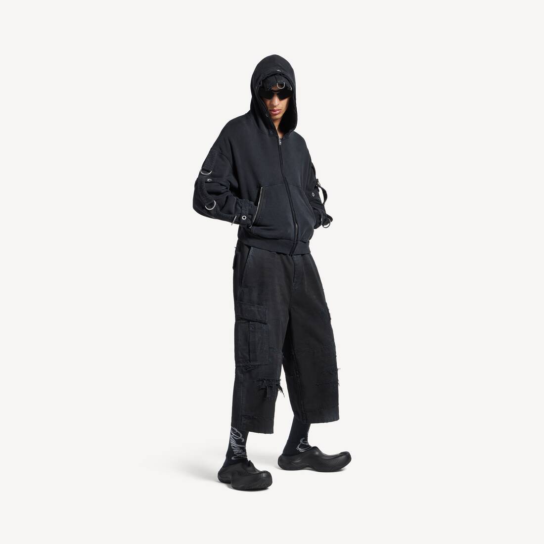Pantalones de campaña cortos para hombre en negro