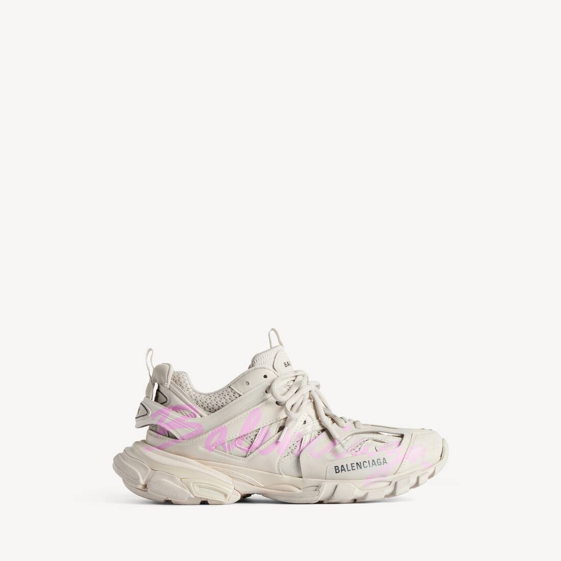 Zapatilla deportiva de mujer con firma en beige/rosa