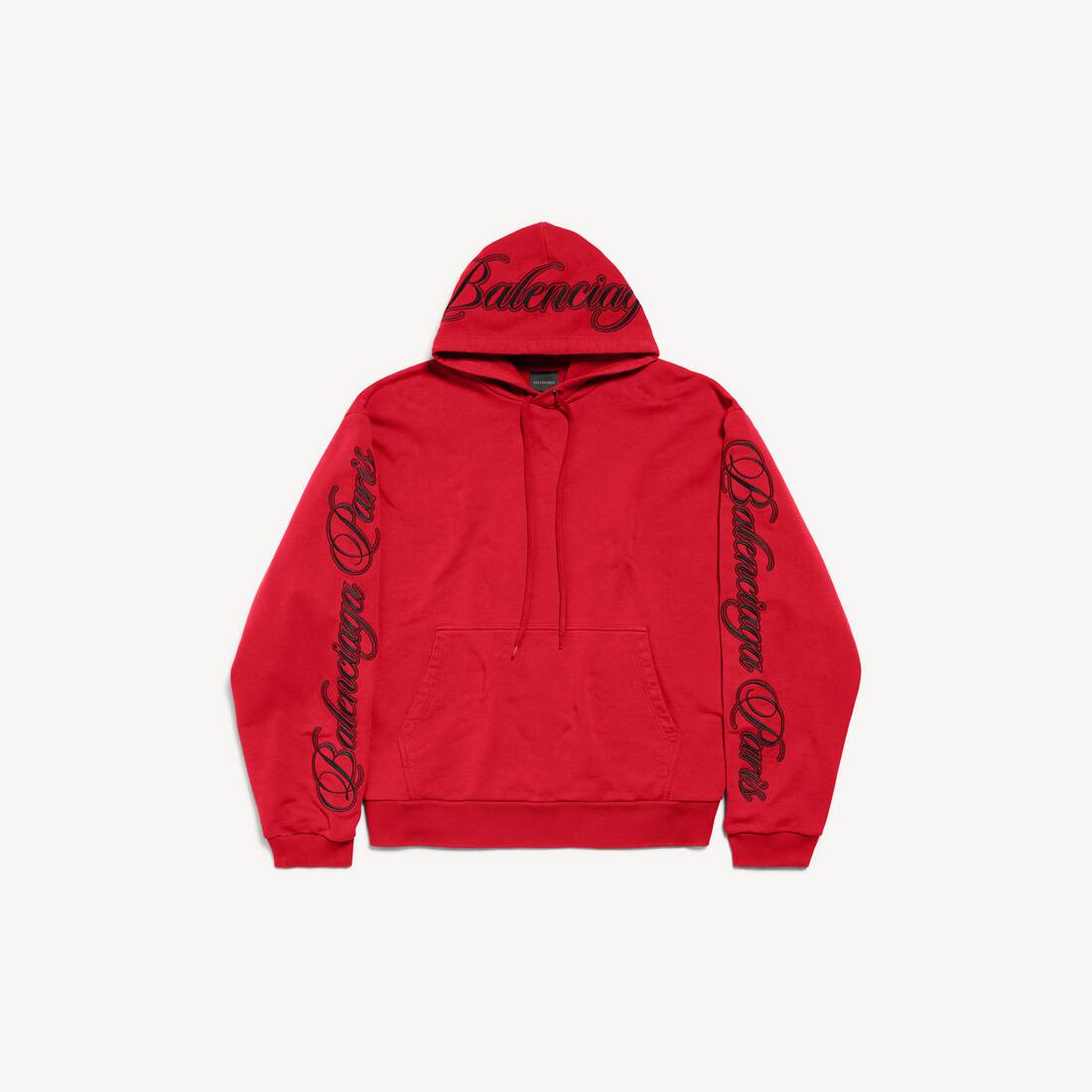 Sudadera con capucha grande en cursiva para hombre en rojo/negro