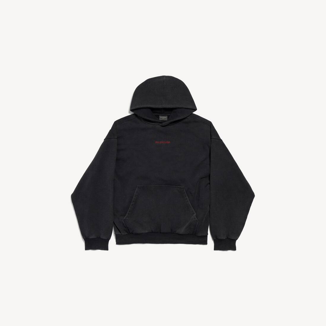 Sudadera con capucha para hombre Balenciaga de corte medio en negro/rojo desgastado