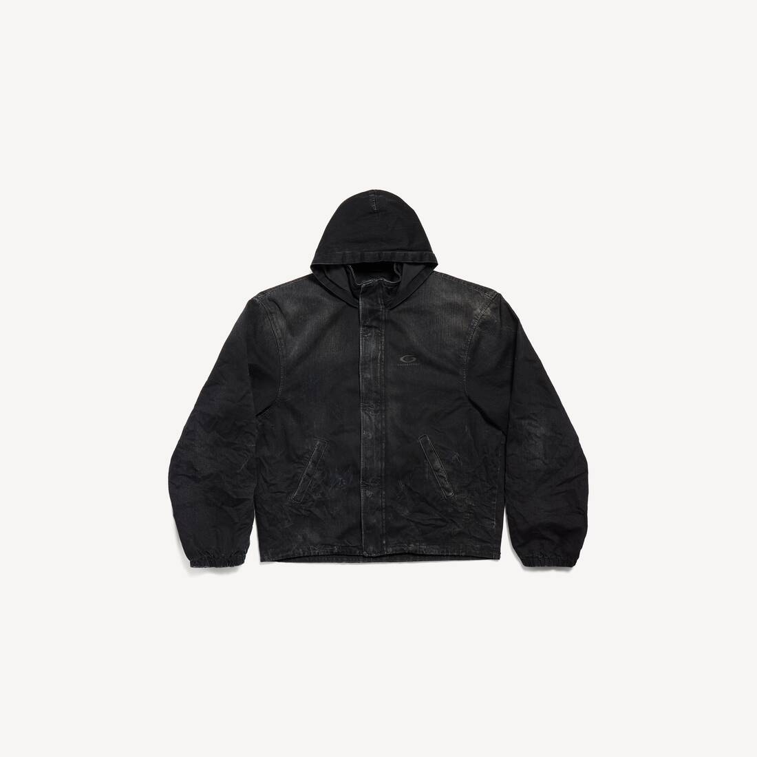 Chaqueta de trabajo con capucha para hombre en negro