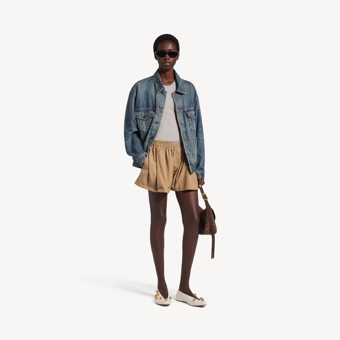 Pantalones Boxer A-Line para Mujer en Beige Arena