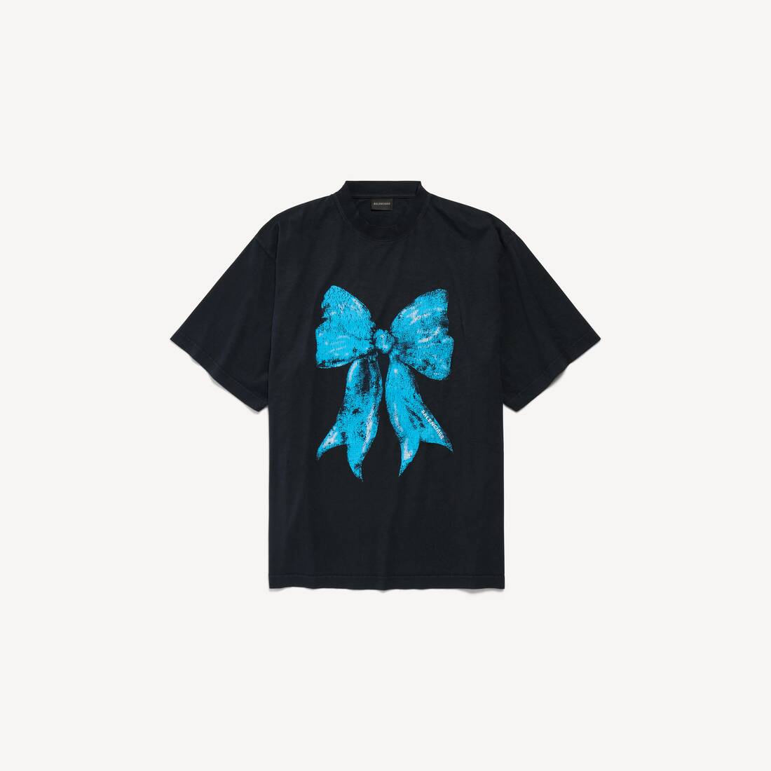 Camiseta Oversized con lazo para mujer en negro desgastado