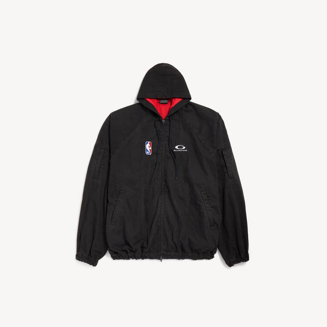 Chaqueta de cierre con cremallera para hombre | Colaboración NBA de Balenciaga en negro ligero