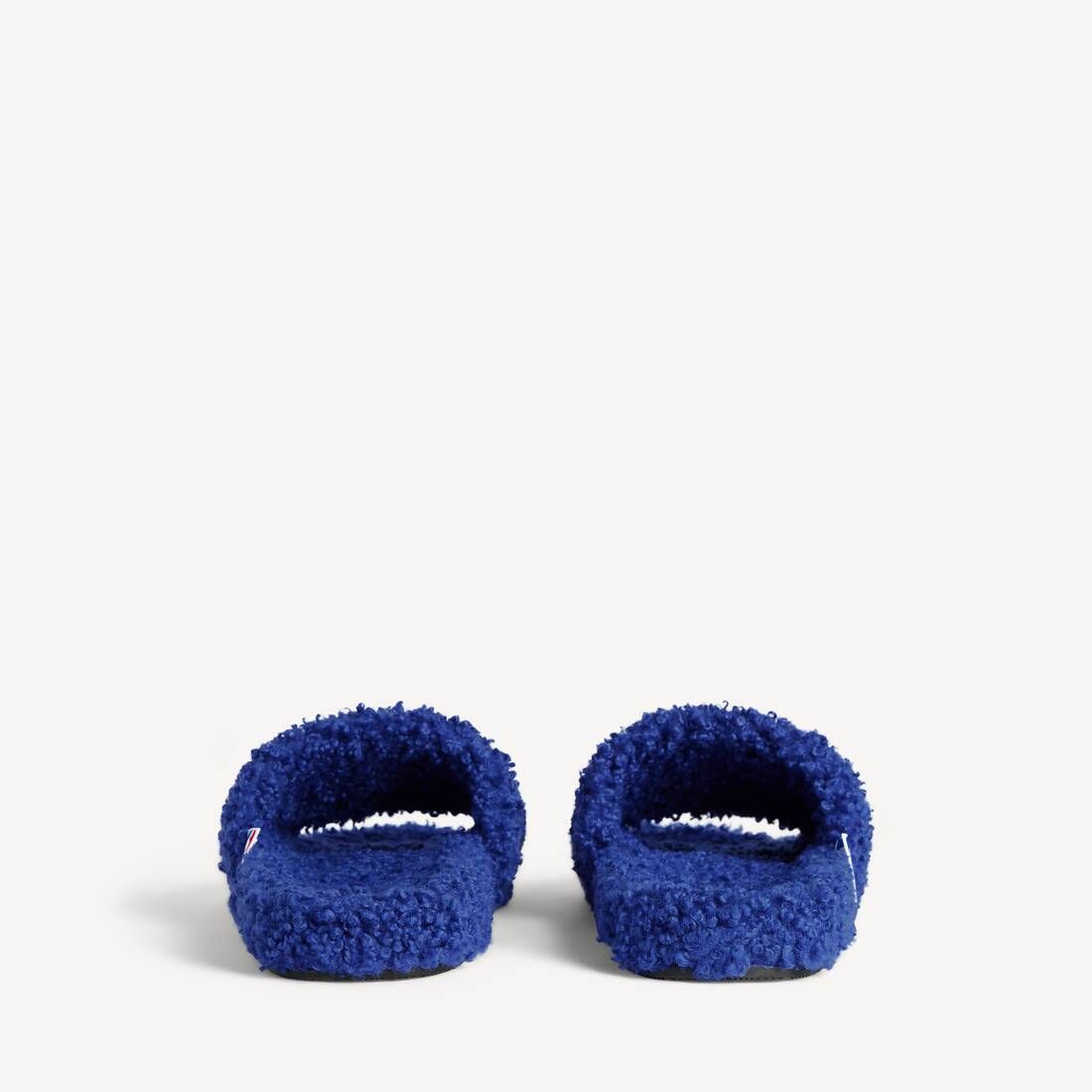 Mocasín abierto de piel sintética con diseño de pelo para hombre | Colaboración Balenciaga x NBA en azul y blanco