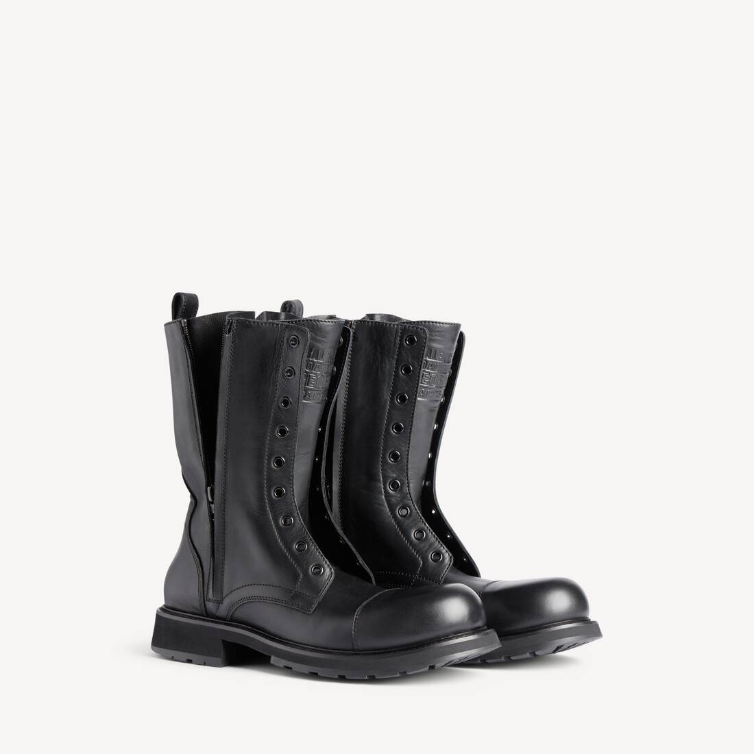Bota de cuero suave para hombre tipo camionero con cordones en negro