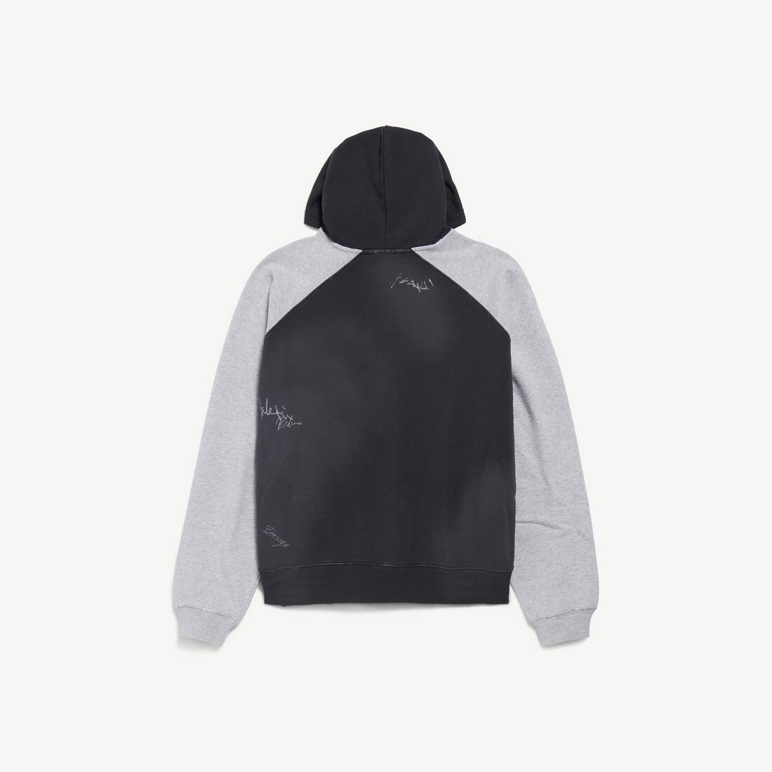 Sudadera con capucha oversize de manga raglán para hombre en negro desgastado