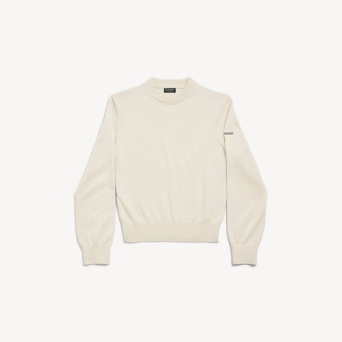 Sweater de cuello redondo para mujer en crema