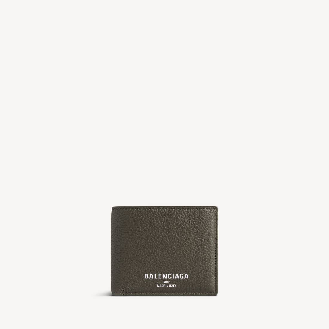 Cartera de Cuero de Ternera Gris Oliva con Bolsillo para Tarjetas