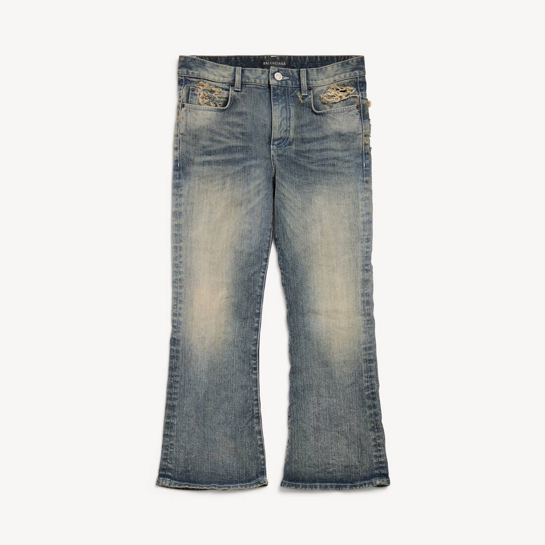 Pantalones Capri con Volantes de Encaje para Mujer en Azul Claro
