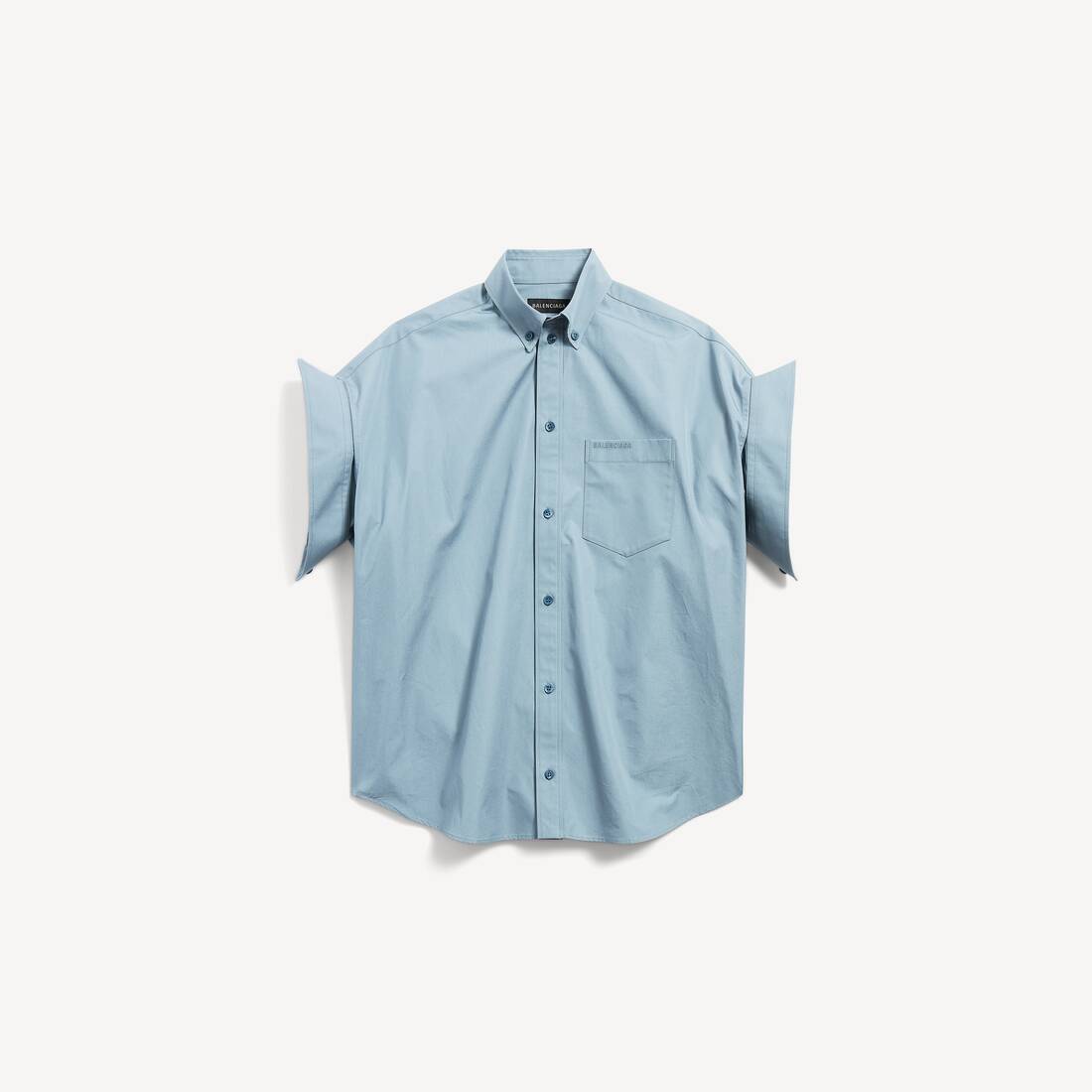 Camisa para mujer con mangas dobladas en azul gris