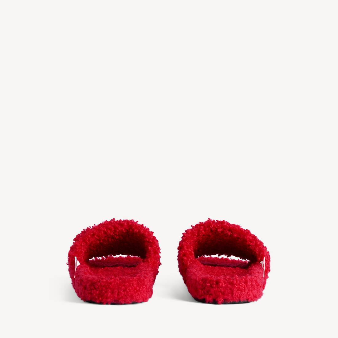 Mocasín abierto de piel sintética con diseño de pelo para hombre | Balenciaga | Colaboración NBA en rojo y blanco
