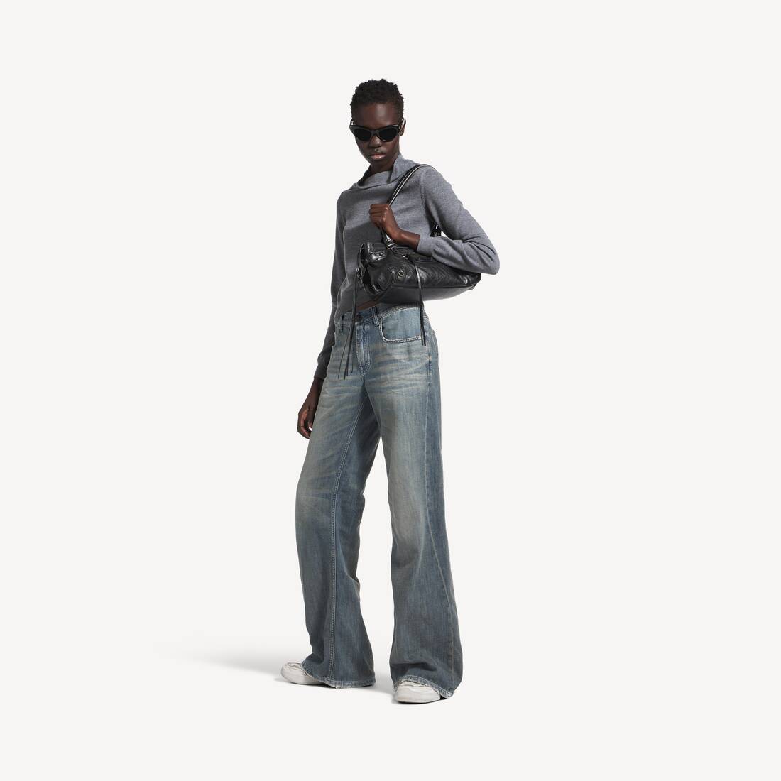 Pantalones de pierna ancha para mujer en azul