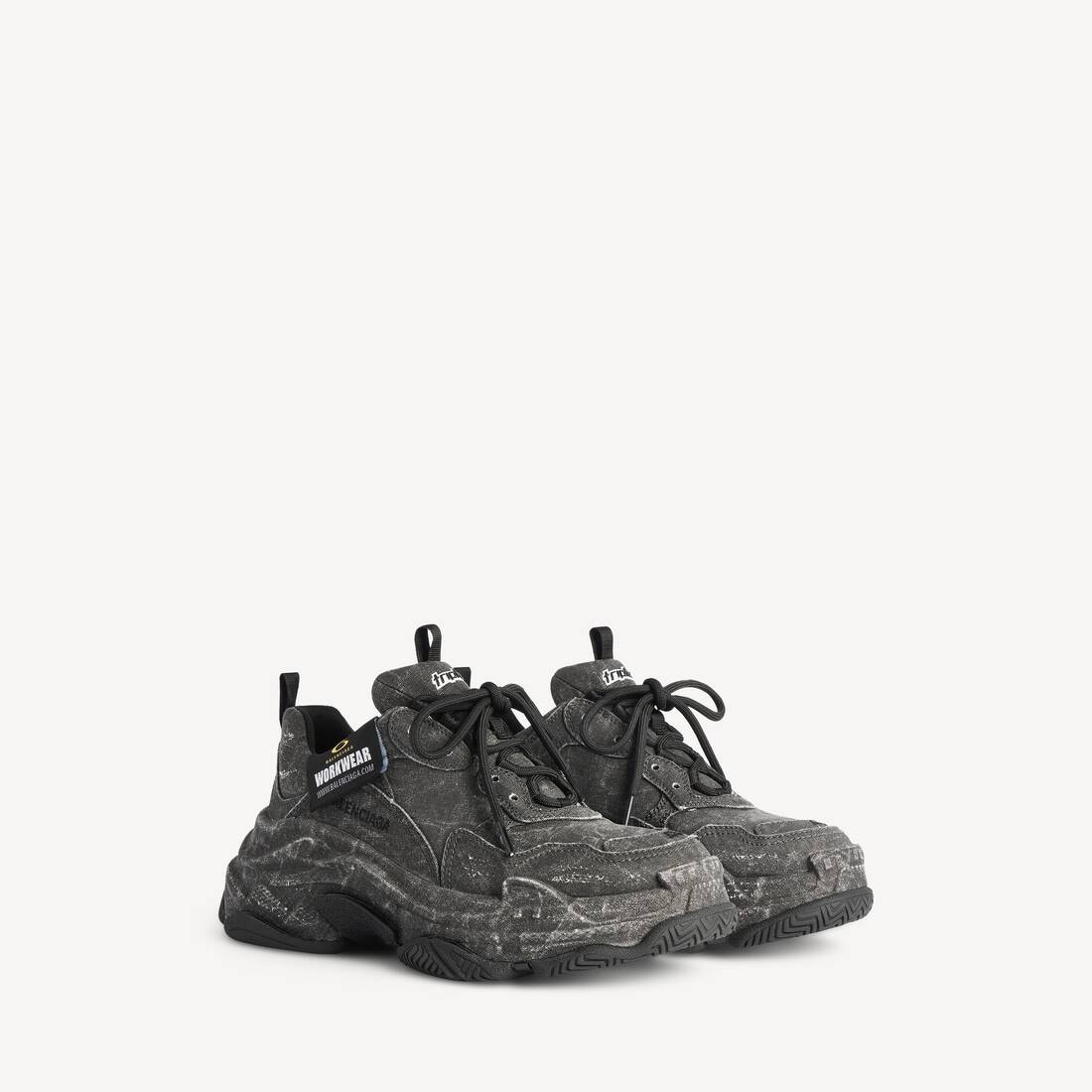 Zapatilla de lona Triple S para hombre en negro