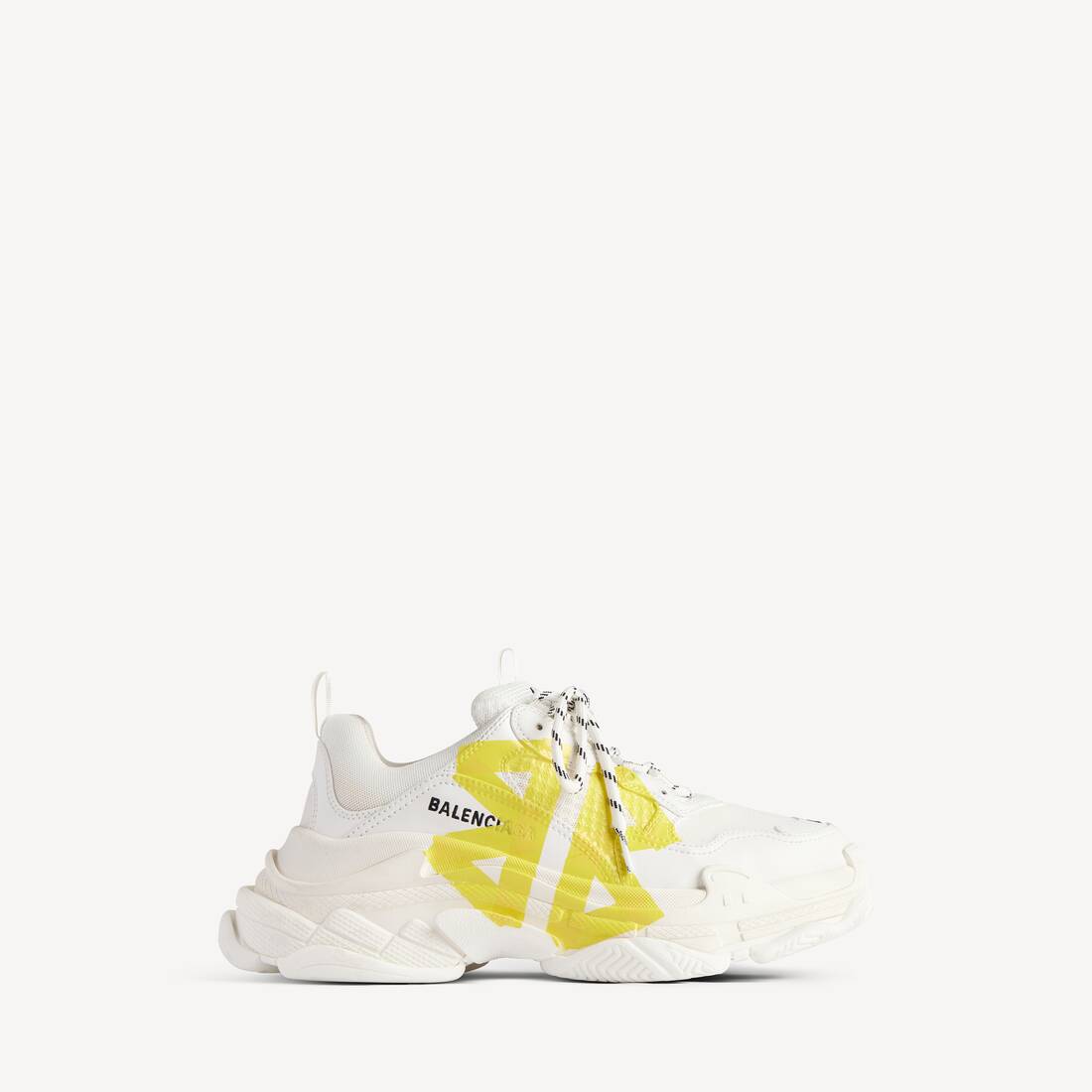 Zapatilla Triple S Tipo Cinta para Mujer en Blanco/Amarillo