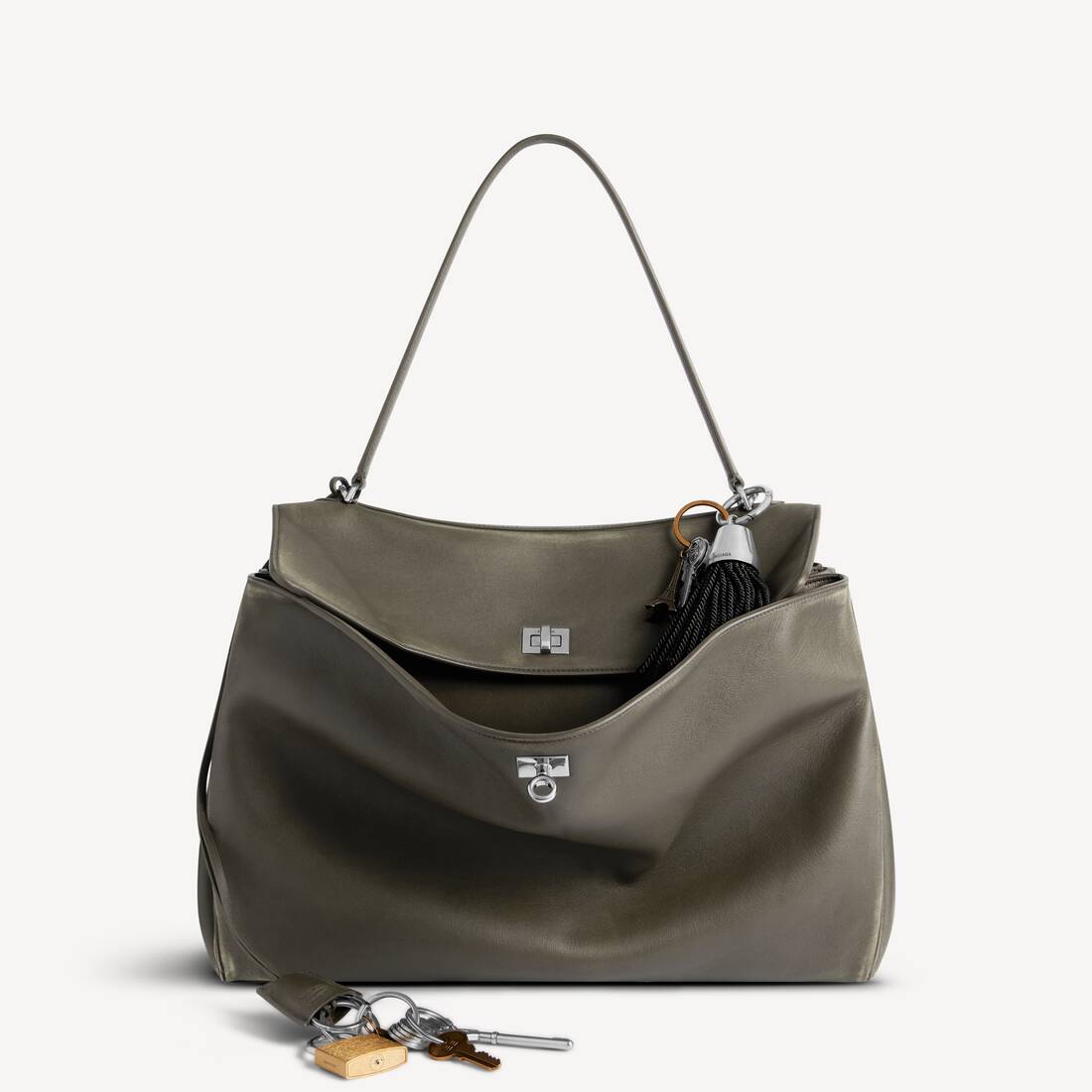 Bolso de Rodeo para Mujer Grande con Adornos en Kaki