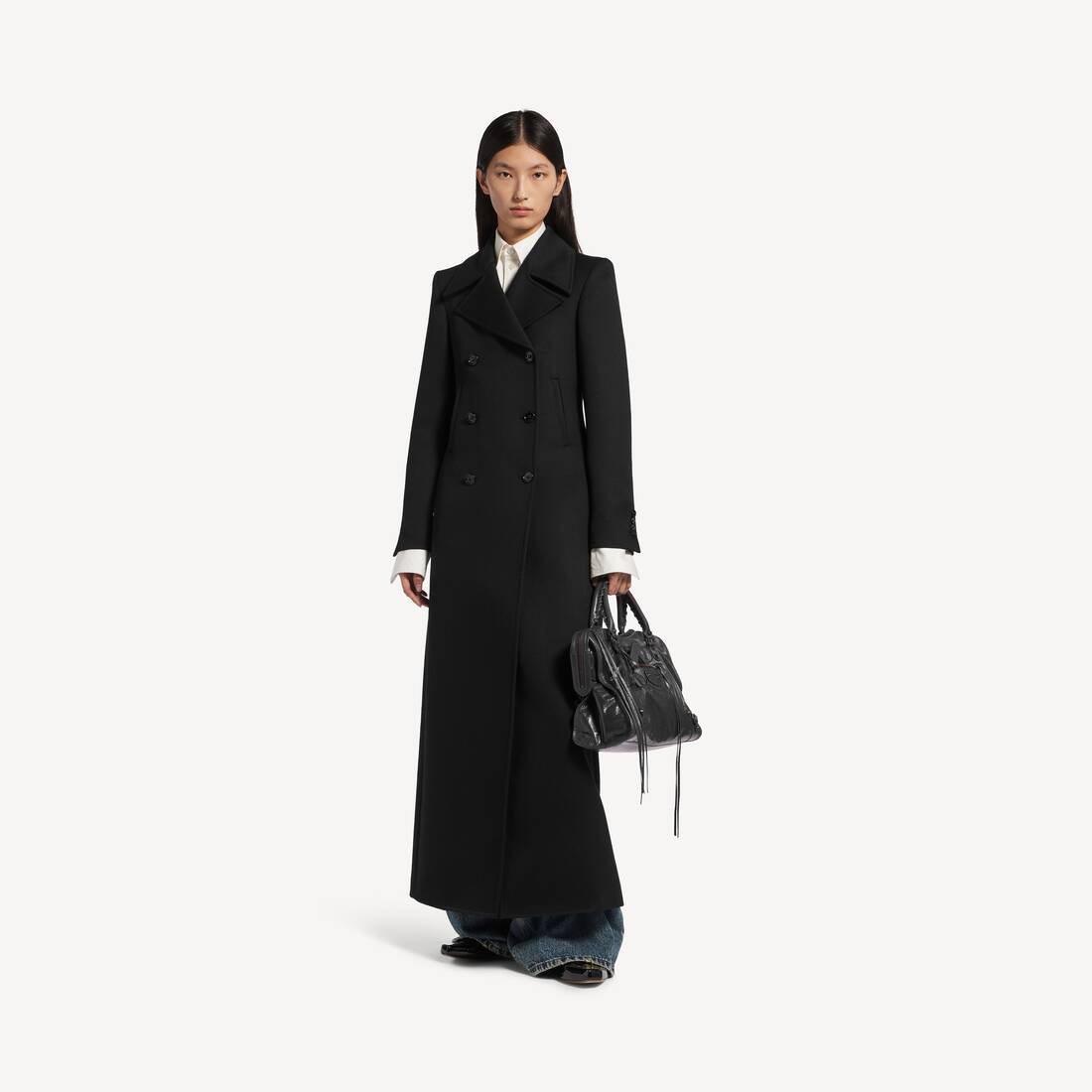 Chubasquero largo para mujer en negro