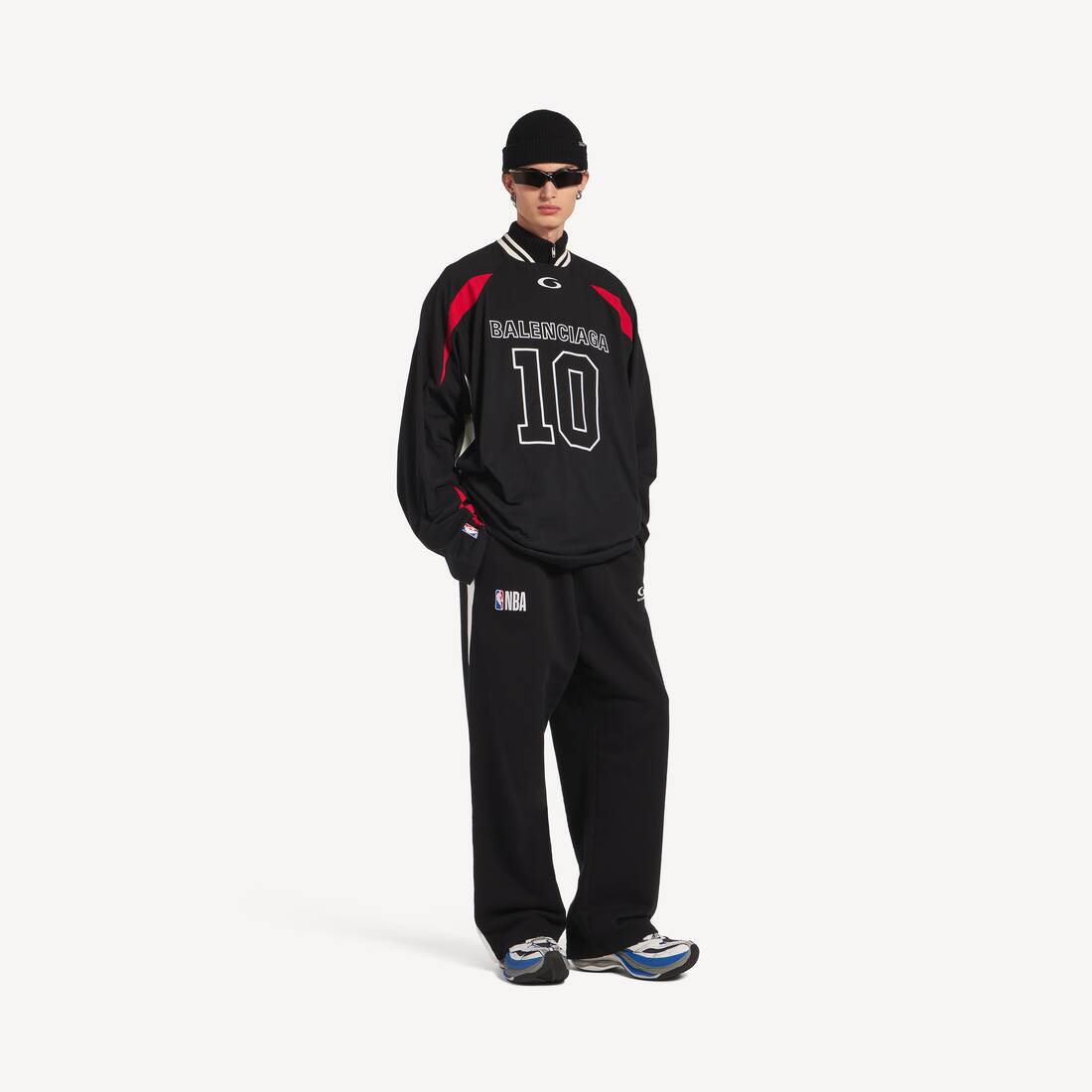 Pantalones de chándal amplios para hombre | Colaboración NBA de Balenciaga en negro/blanco